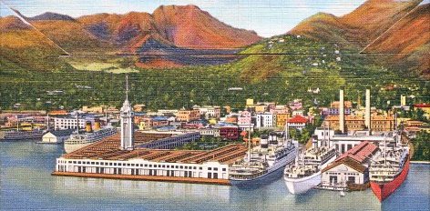 Postcard of the Aloha
                    Tower in Honolulu